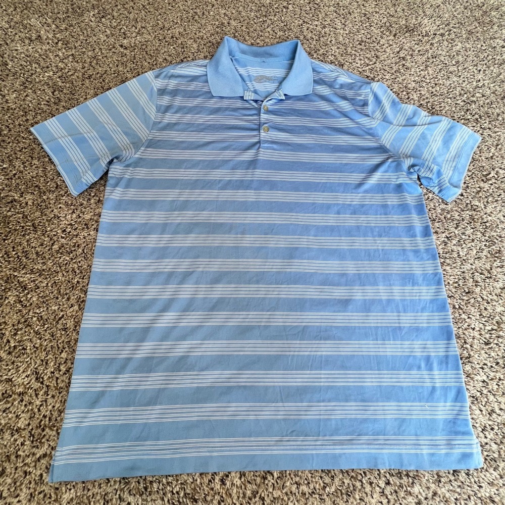 Nike Golf Tour Performance Polo Shirt Men's‎ XL Blue White Stripe Short Sleeve